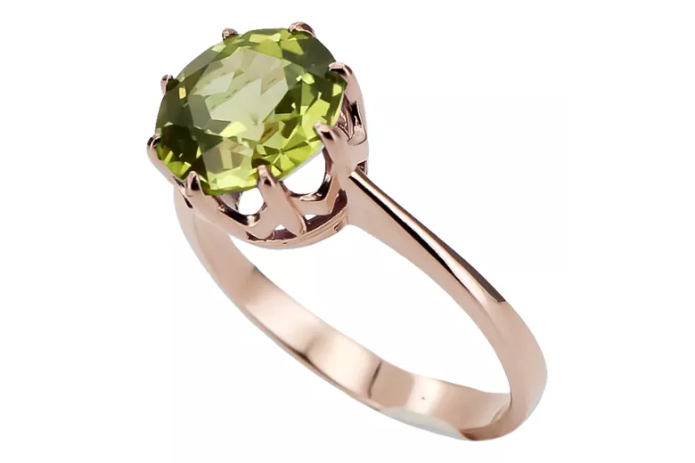 Geltonasis peridotas originalus 14k rožinio aukso vintage VRC157R