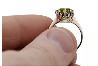 Anillo Peridoto amarillo Oro rosa antiguo original de 14k Joyería vintage vrc157r