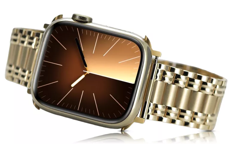 Złota bransoleta 14k 585 do zegarka męskiego Apple watch mbw012apple