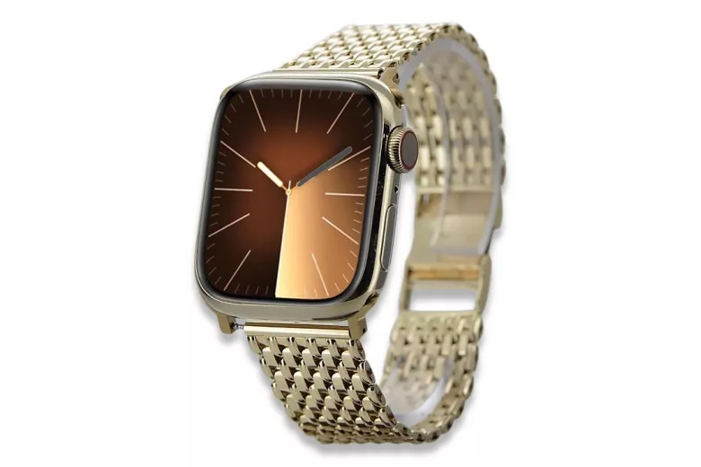 Yellow 14k gold man's Apple watch bracelet mbw013yapple