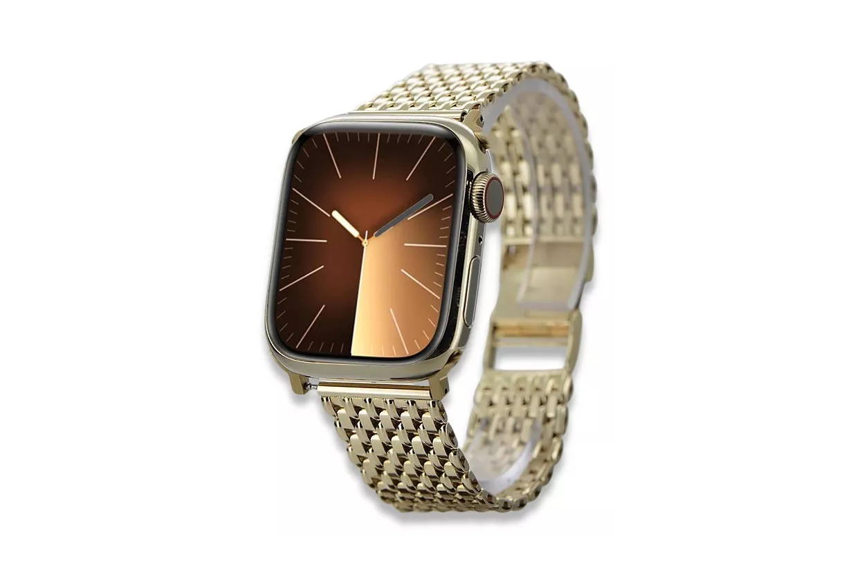 Желтый 14k золотой человек Apple часы браслет mbw013yapple