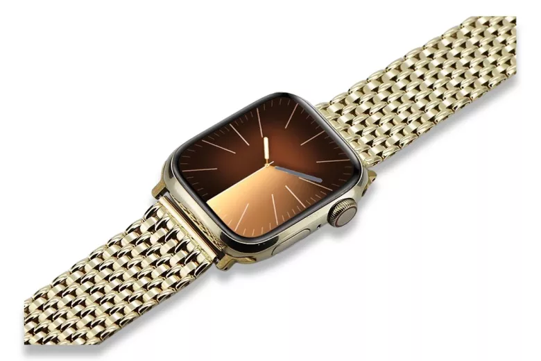 Yellow 14k gold man's Apple watch bracelet mbw013yapple
