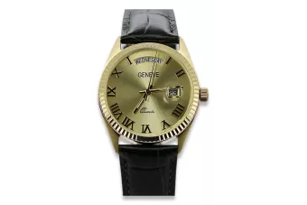 Gold men's watch Geneve ★ zlotychlopak.pl ★ Gold purity 585 333 Low Price!