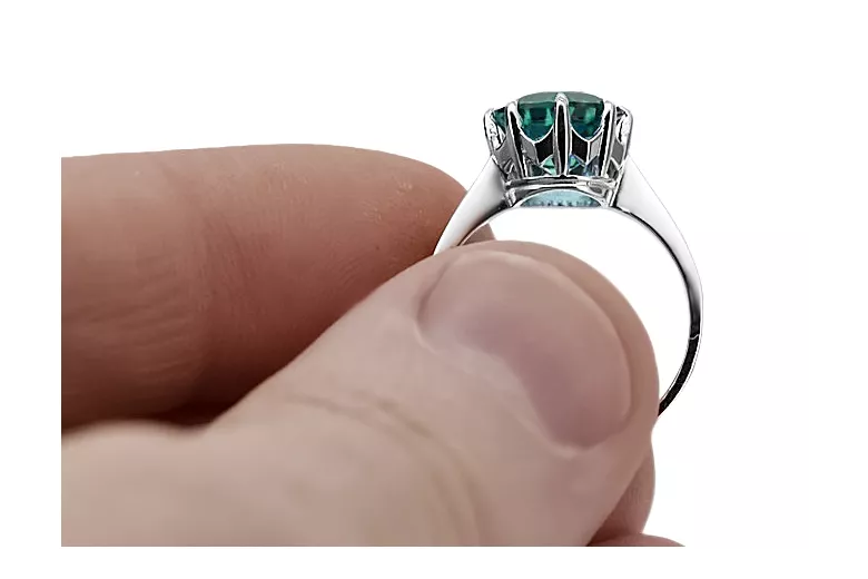 Ring Vintage style Emerald Sterling silver 925 vrc157s