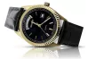Amarillo oro de 14k hombres mujer reloj Geneve mw013ydbc negro esfera