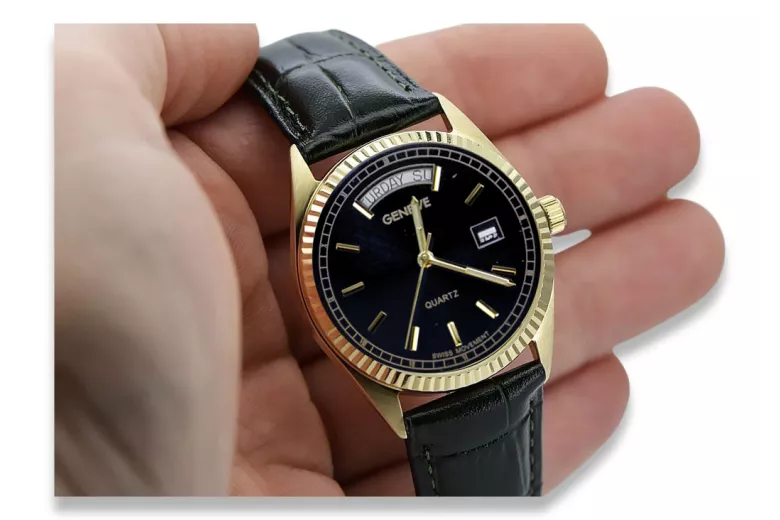 Gold men's watch Geneve ★ zlotychlopak.pl ★ Gold purity 585 333 Low Price!