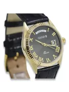 Montre Homme Or 14k, Cadran Noir, Quartz, 41mm