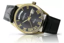 Жовтий 14K Золотий чоловічий жіночий Женевський годинник MW013YD2BC Чорний набір