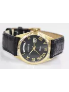 GELBE 14K GOLD MÄNNER DAMENE Geneve Watch MW013YD2BC Black Dial