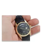 Жълта 14K златни мъжки женски женски Geneve MW013YD2BC черен циферблат