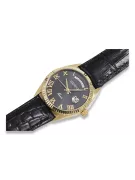 14k Gold Men's Watch, Black Dial, Quartz, 41mm