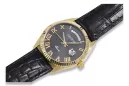 14k Gold Men's Watch, Black Dial, Quartz, 41mm