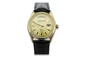 Gold men's watch Geneve ★ zlotychlopak.pl ★ Gold purity 585 333 Low Price!