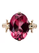 Anneau Rubis Or rose 14 carats vintage d'origine Artisanat vintage vrc369r