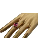 Anneau Rubis Or rose 14 carats vintage d'origine Artisanat vintage vrc369r