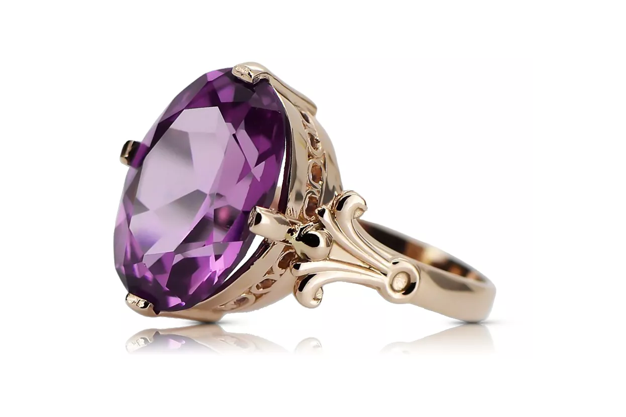 Ring Vintage Stil Amethyst Originales Vintage-Roségold aus 14 Karat vrc369r