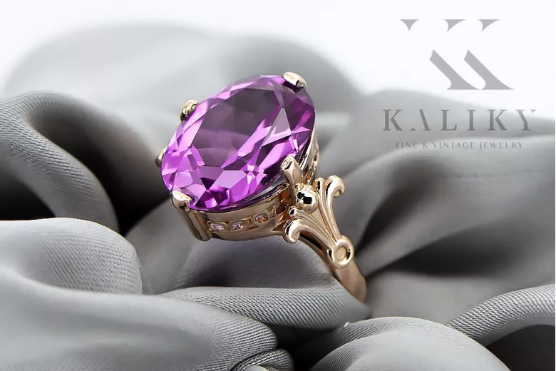 Ring Vintage Stil Amethyst Originales Vintage-Roségold aus 14 Karat vrc369r