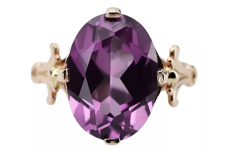 Ring Vintage Stil Amethyst Originales Vintage-Roségold aus 14 Karat vrc369r