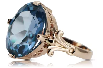 Klasikinis "Vintage" žiedas "Aquamarine" originalas "Vintage" 14k rožinio aukso VRC369R