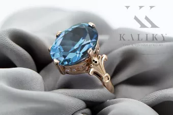 Klasikinis "Vintage" žiedas "Aquamarine" originalas "Vintage" 14k rožinio aukso VRC369R