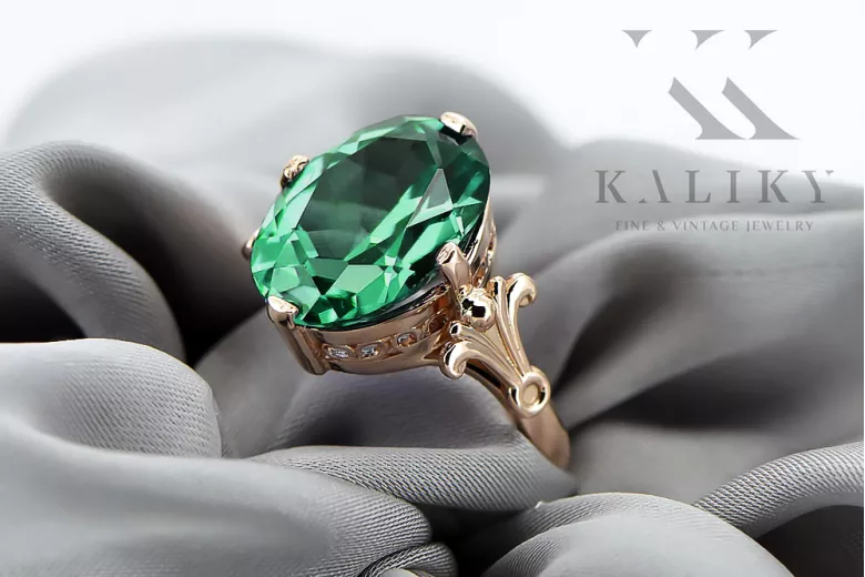 Original Vintage 14K Rose Gold Emerald Ring Vintage vrc369r