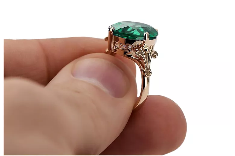 Original Vintage 14K Rose Gold Emerald Ring Vintage vrc369r