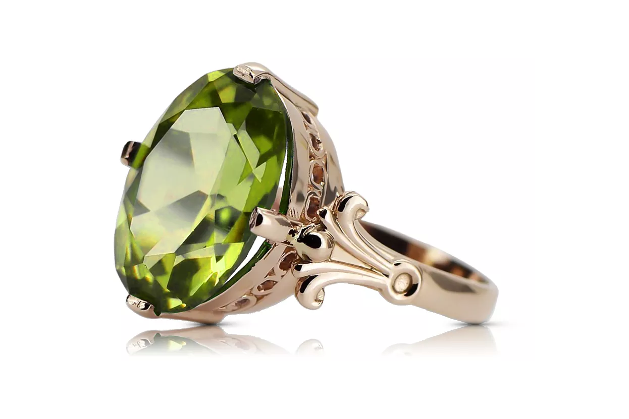 Ring Yellow Peridot Original Vintage 14K Rose Gold Vintage style vrc369r