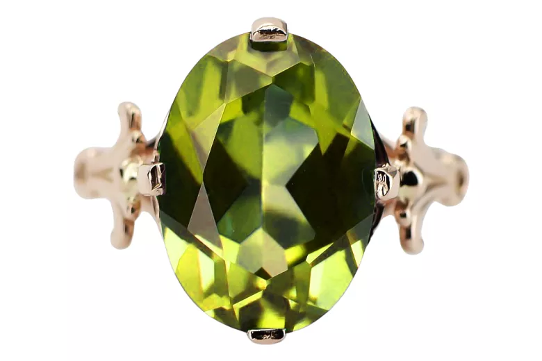 Vintage Schmuck Ring Gelber Peridot Originales Vintage-Roségold aus 14 Karat vrc369r