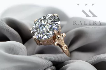 Циркон Оригинальное винтажное розовое золото 14 карат Кольцо Винтаж изделия vrc369r