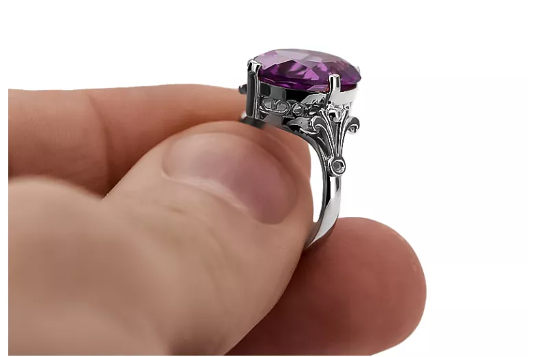 Ring Vintage Jewlery Amethyst Sterling silver 925 vrc369s