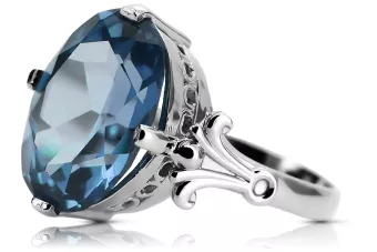 Artesanía vintage Anillo Aguamarina Plata de ley 925 vrc369s