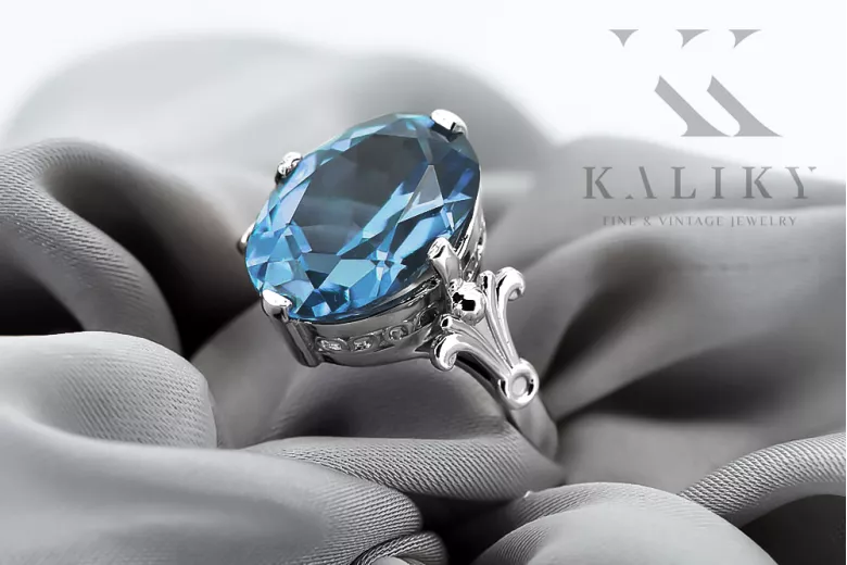 Vintage Ring Aquamarine Sterling silver 925 vrc369s