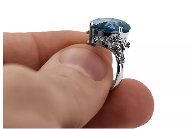 Vintage Ring Aquamarine Sterling silver 925 vrc369s