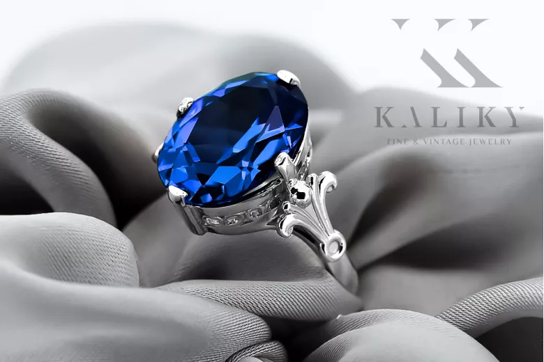 Sapphire Sterling silver 925 Ring Vintage style vrc369s