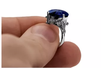 Sapphire Sterling silver 925 Ring Vintage style vrc369s