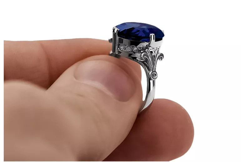 Sapphire Sterling silver 925 Ring Vintage style vrc369s