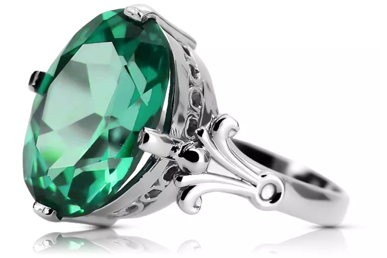 Emerald Sterling silver 925 Ring Vintage style vrc369s