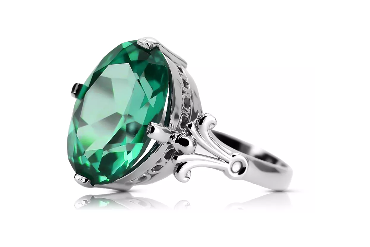 Emerald Sterling silver 925 Ring Vintage style vrc369s Emerald Sterling silver 925 Ring Vintage style vrc369s