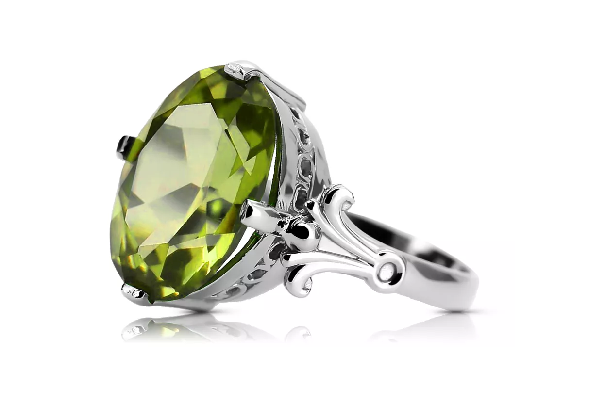 Peridoto amarillo Plata de ley 925 Anillo Vintage vrc369s