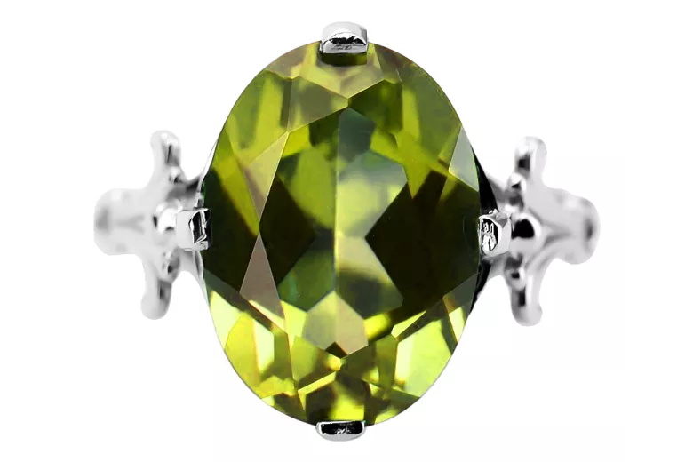 Peridoto amarillo Plata de ley 925 Anillo Vintage vrc369s