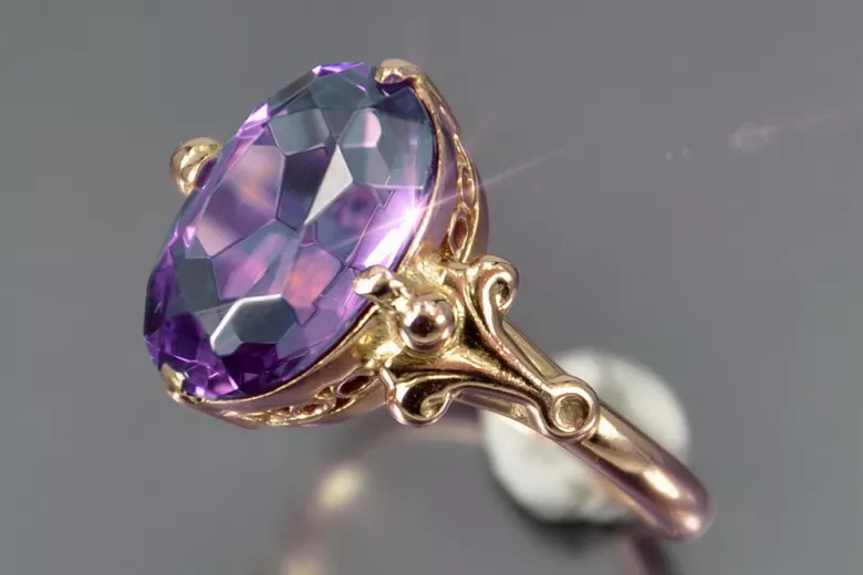 Ring Alexandrite Sterling silver rose gold plated Vintage vrc369rp