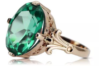 Vintage craft Ring Emerald Sterling silver rose gold plated vrc369rp