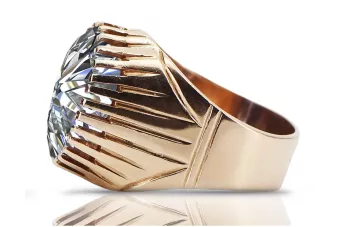 Silver 925 Rose Gold Plated Zircon Ring vrc048rp Russian Soviet Vintage jewelry style