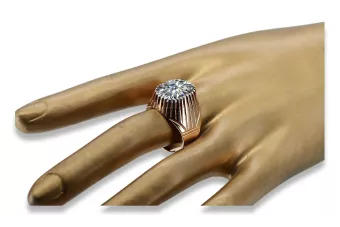 Silver 925 Rose Gold Plated Zircon Ring vrc048rp Russian Soviet Vintage jewelry style