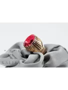 Pierścionek Rubin 925 Srebro pozłacane czerwone złoto vrc048rp Vintage biżuteria