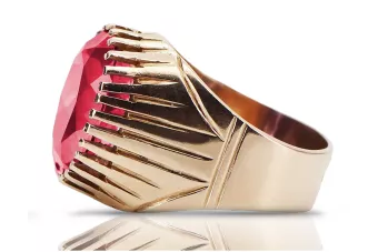 Anillo Rubí Plata de ley chapado en oro rosa vrc048rp Joyería de estilo vintage soviético ruso