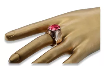 Ring Ruby Sterling silver rose gold plated vrc048rp Russian Soviet Vintage jewelry style