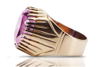 Inel Ametist Sterling argint roz auriu placat vrc048rp rus sovietic bijuterii stil Vintage