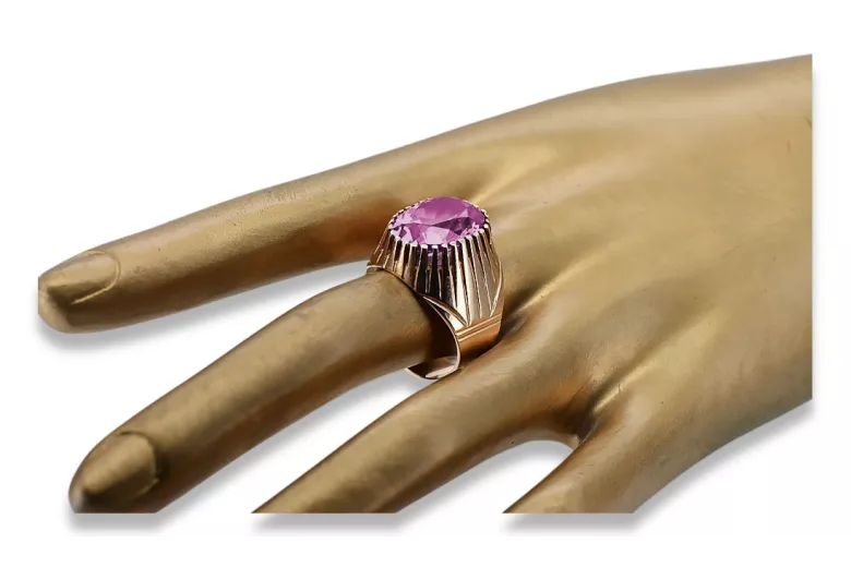 Ring Amethyst Sterling silver rose gold plated vrc048rp Russian Soviet Vintage style jewelry