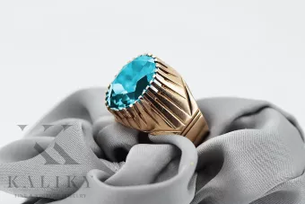 Anillo Aguamarina Plata de ley chapado en oro rosa vrc048rp Joyería de estilo vintage soviético ruso